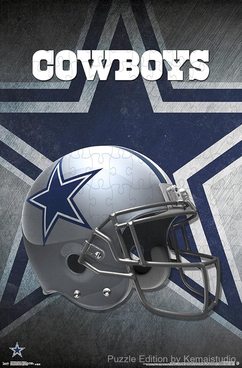 500-piece wooden jigsaw puzzle featuring the Dallas Cowboys helmet design.