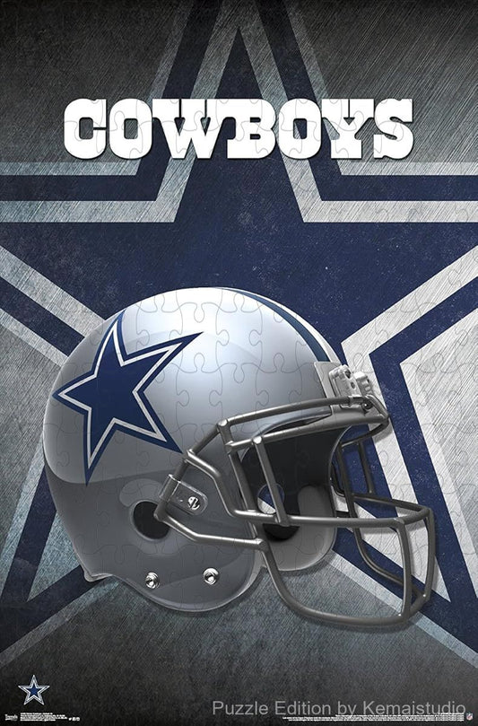 500-piece wooden jigsaw puzzle featuring the Dallas Cowboys helmet design.
