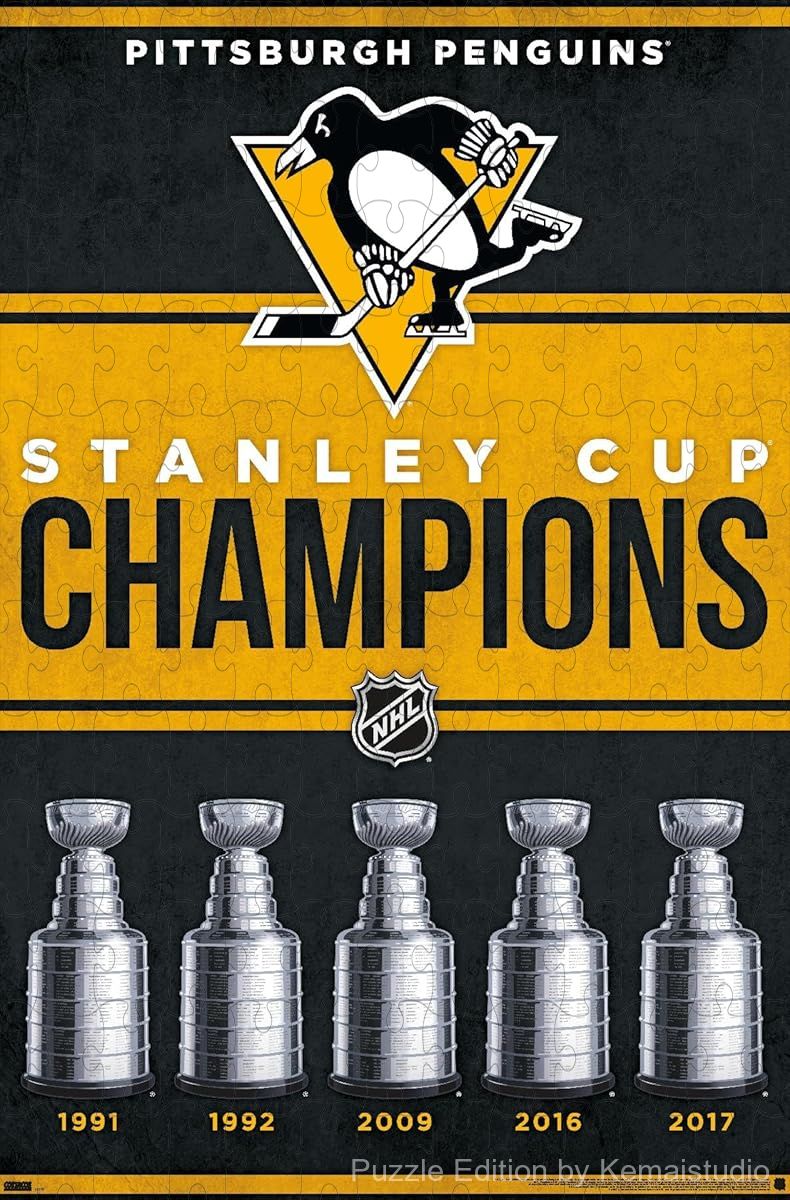Pittsburgh Penguins 2023 Championship logo in a dynamic puzzle for fans