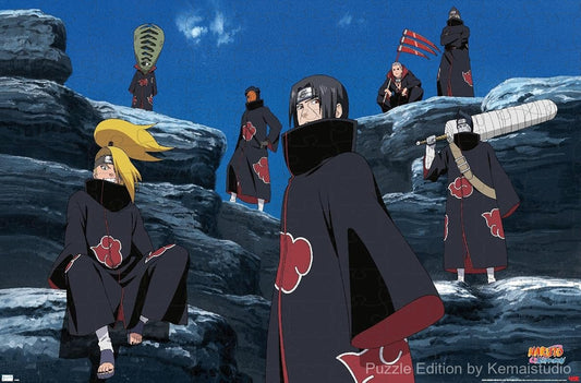 1000-piece wooden jigsaw puzzle featuring Akatsuki members from Naruto Shippuden.