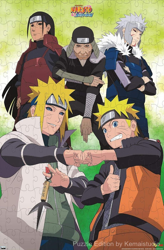 Wooden puzzle featuring green nature elements from Naruto Shippuden, with calming visuals