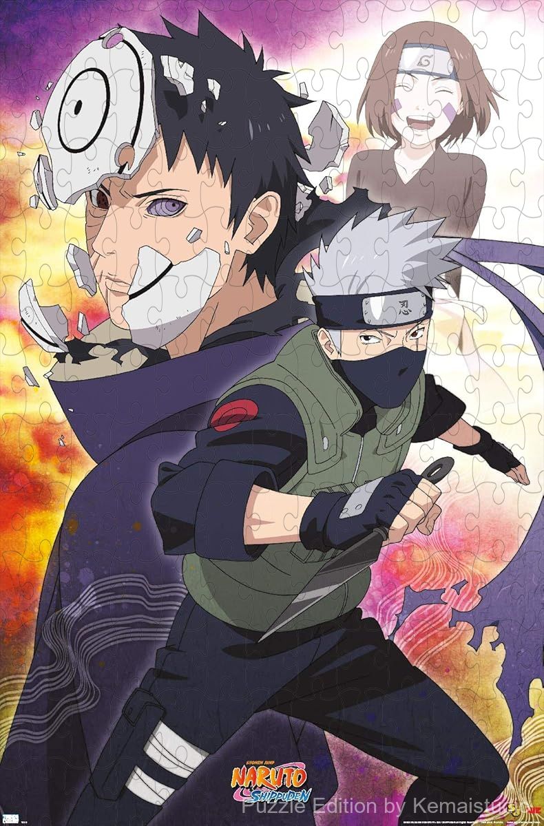 Wooden puzzle featuring Kakashi Hatake, with his signature pose and intense focus