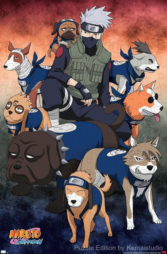 Kakashi leads his ninja hounds in a fierce scene from Naruto Shippuden