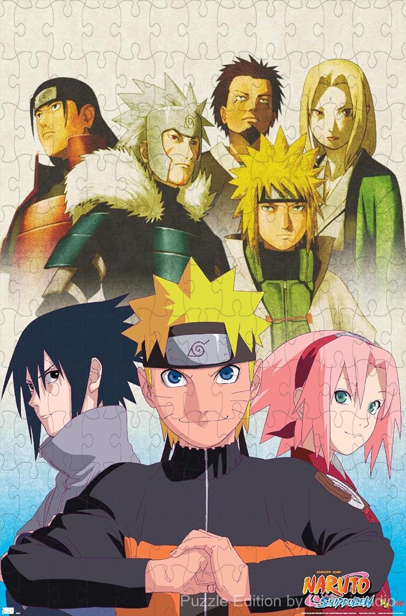 Wooden puzzle featuring the key art from Naruto Shippuden, showcasing the anime's most iconic characters