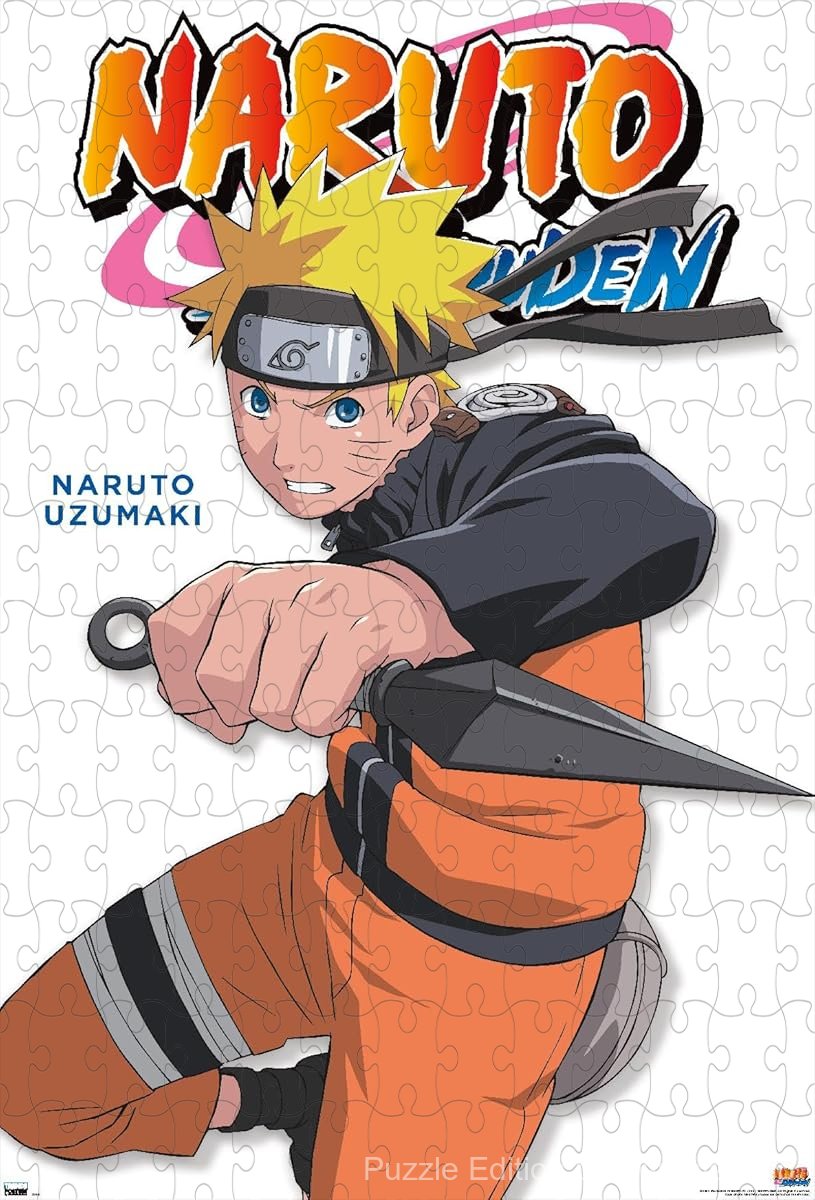 Wooden puzzle featuring the key characters of Naruto Shippuden, with detailed artwork