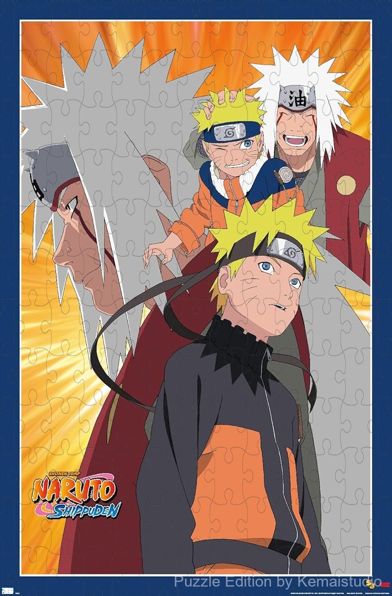 Wooden puzzle featuring Naruto and Jiraiya, with a heartwarming design showcasing their bond