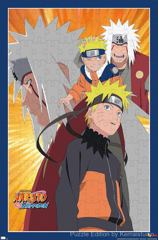 Wooden puzzle featuring Naruto and Jiraiya, with a heartwarming design showcasing their bond