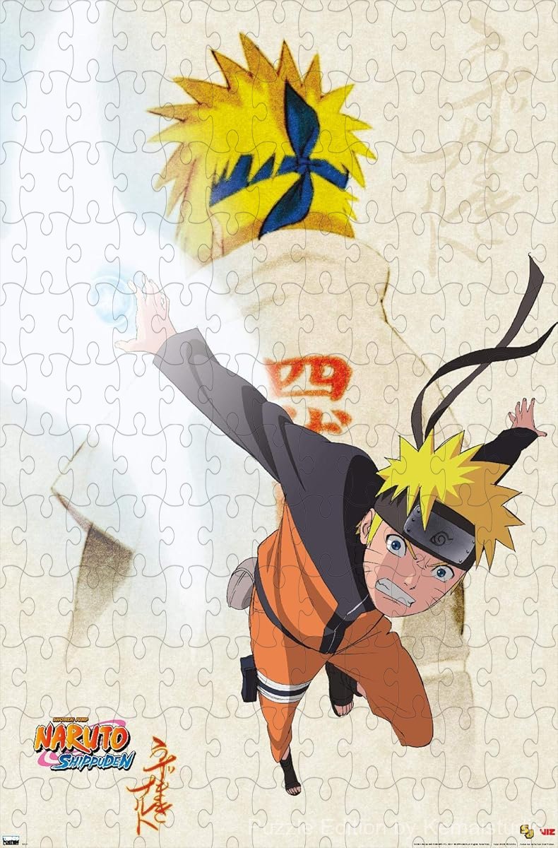 Wooden puzzle featuring the power battles from Naruto Shippuden, full of explosive energy and dynamic poses