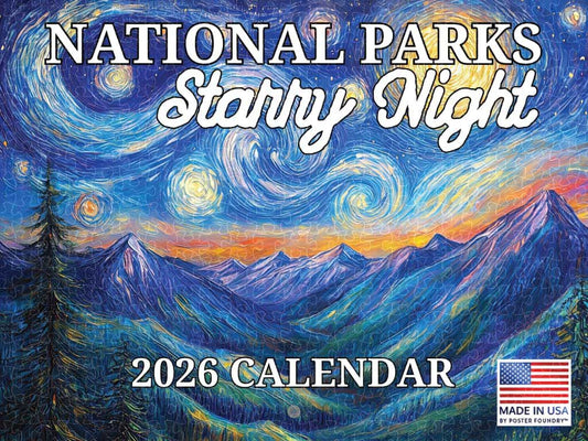 National Park Sunset 2026 calendar poster wooden puzzle for adults