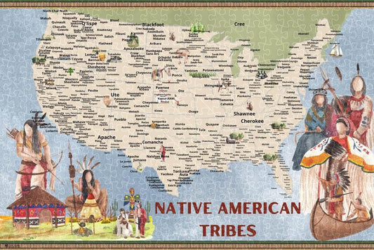 Native American tribes state map puzzle, wooden puzzle for adults