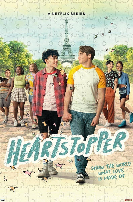 Heartstopper characters in a heartwarming romantic scene from Season 2