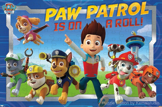 300-piece wooden jigsaw puzzle featuring the Paw Patrol crew.