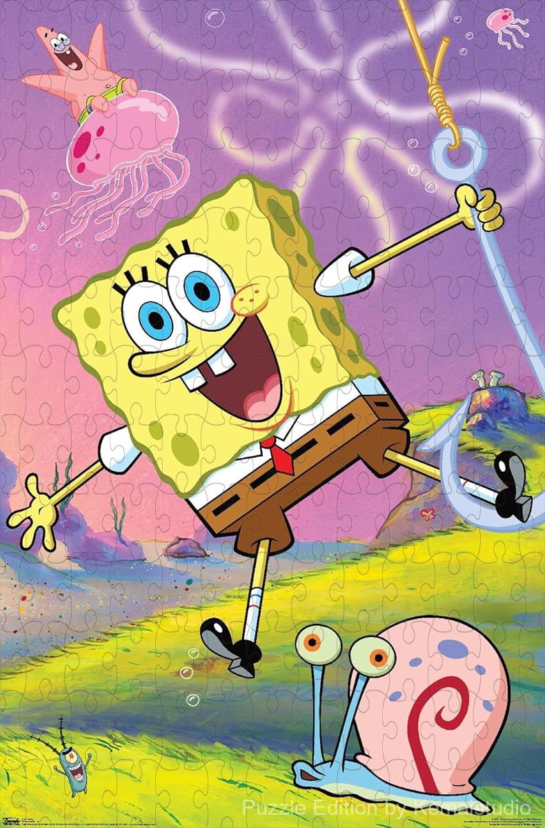 500-piece wooden jigsaw puzzle featuring Spongebob.
