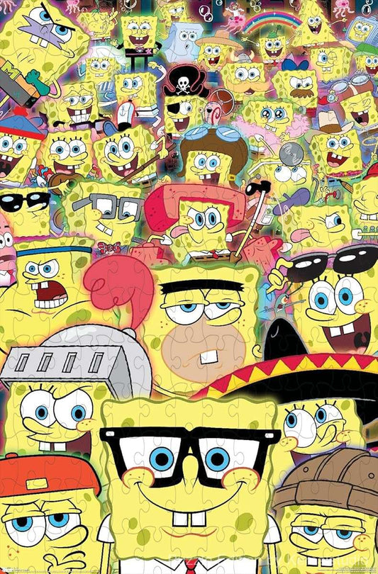 300-piece wooden jigsaw puzzle featuring Spongebob in disguise.