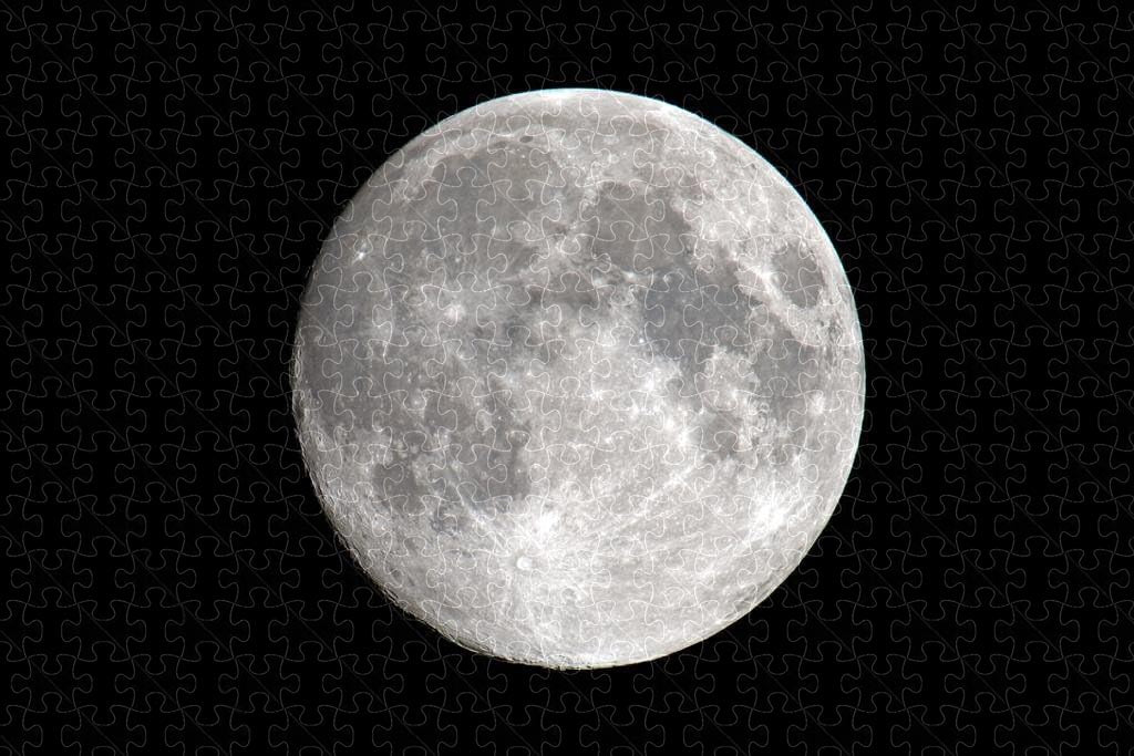 Night sky black and white full moon photo puzzle, wooden puzzles for adults  