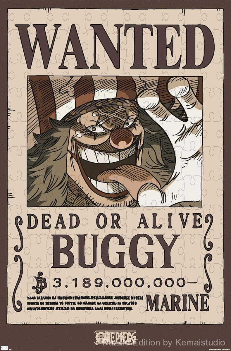Recreate the legendary Buggy Wanted Poster from One Piece in this 1000-piece puzzle