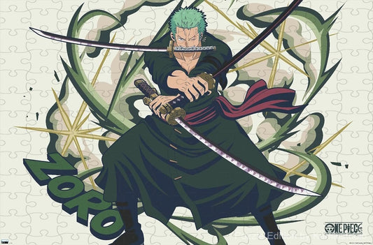 Zoro holds his three swords in a powerful scene from One Piece Fishman Island