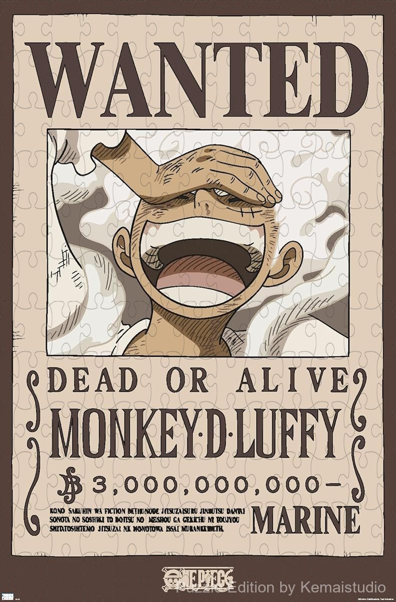 Wooden puzzle featuring Monkey D. Luffy in his iconic pose, ideal for One Piece fans