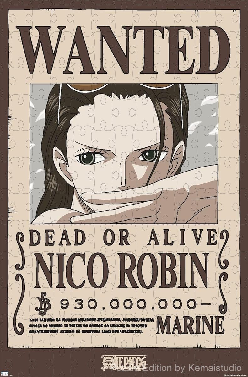 One Piece's Nico Robin in a bold and dramatic wanted poster design