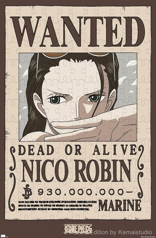 One Piece's Nico Robin in a bold and dramatic wanted poster design
