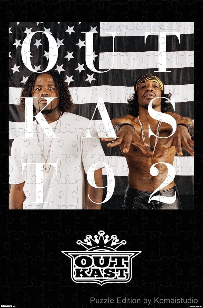 A bold puzzle inspired by Outkast's 1992-themed flag design, ideal for nostalgic decor