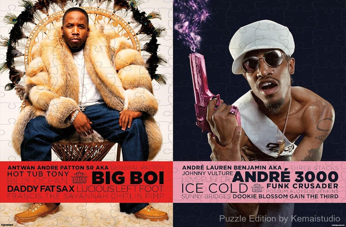 A stylish duo puzzle featuring Andr¨¦ 3000 and Big Boi, perfect for Outkast fans and collectors