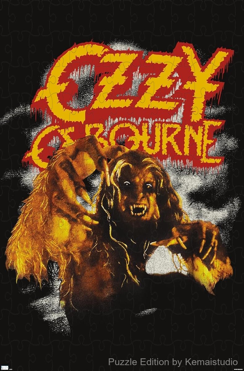 A vintage horror-style puzzle of Ozzy Osbourne as a werewolf, ideal for display and gifting