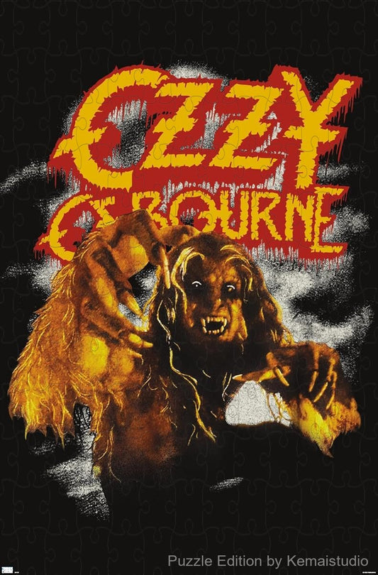 A vintage horror-style puzzle of Ozzy Osbourne as a werewolf, ideal for display and gifting