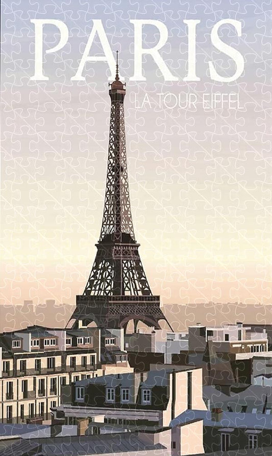 Paris La Tour Eiffel vintage poster jigsaw puzzle for adults, 1000-piece wooden puzzle featuring the iconic Eiffel Tower.