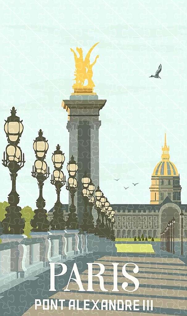 Pont Alexandre III in Paris, 1000-piece wooden puzzle showcasing the stunning bridge over the Seine.
