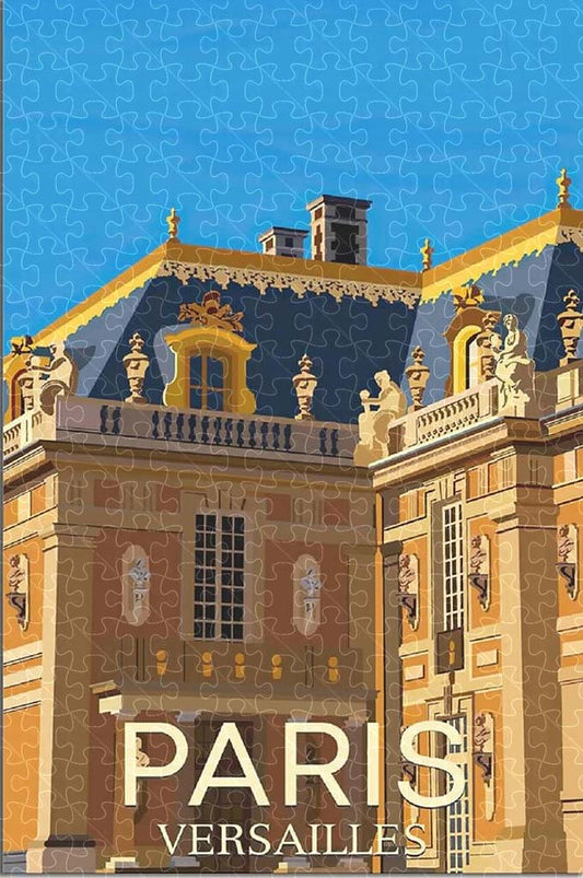 Paris Versailles vintage travel poster jigsaw puzzle for adults, 1000-piece wooden puzzle of the grand Palace of Versailles.