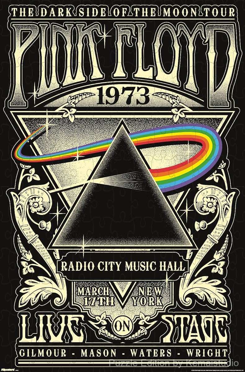 A historic puzzle celebrating Pink Floyd's 1973 tour visuals, great for collectors and fans