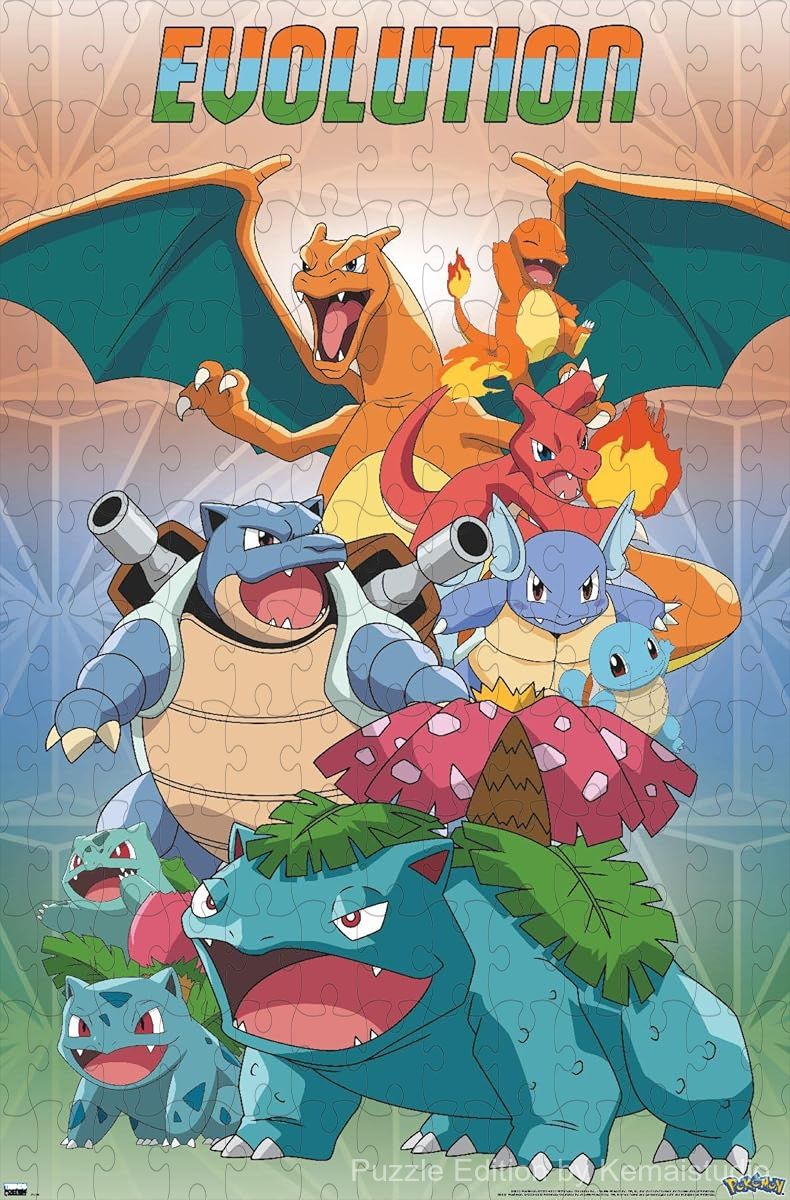 The Evolution Trio of Pok¨¦mon in a vibrant, action-packed puzzle scene