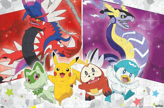 Wooden puzzle featuring a sparkling group of Pokemon, ideal for collectors and fans