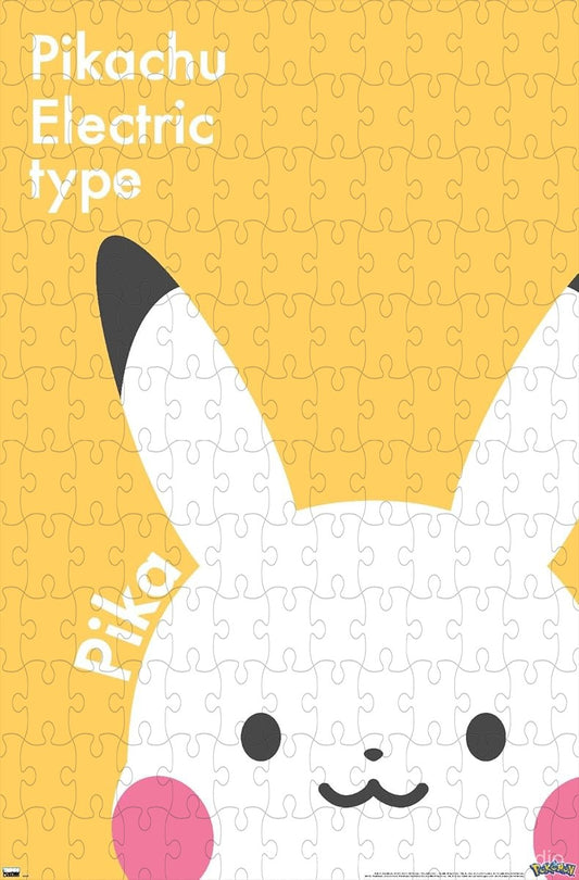 Wooden puzzle featuring Pikachu in an electric type design, with vibrant and energetic visuals
