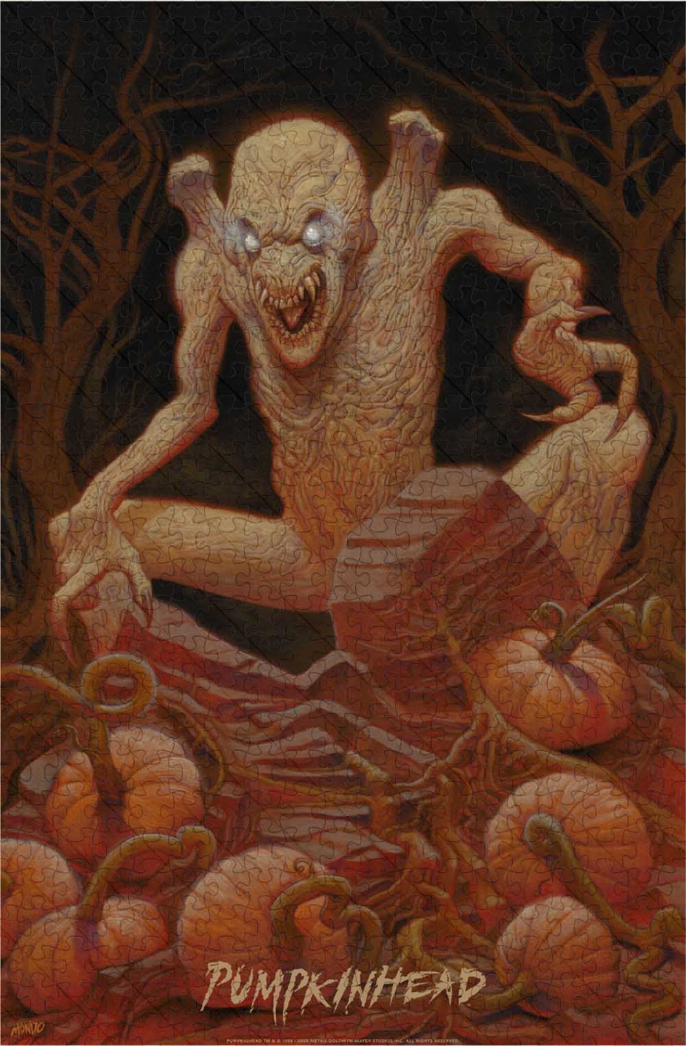 a jigsaw puzzle for : gicee poster by fine artist and painter Dos Diablos for the cult classic horror film PUMPKINHEAD (1988).