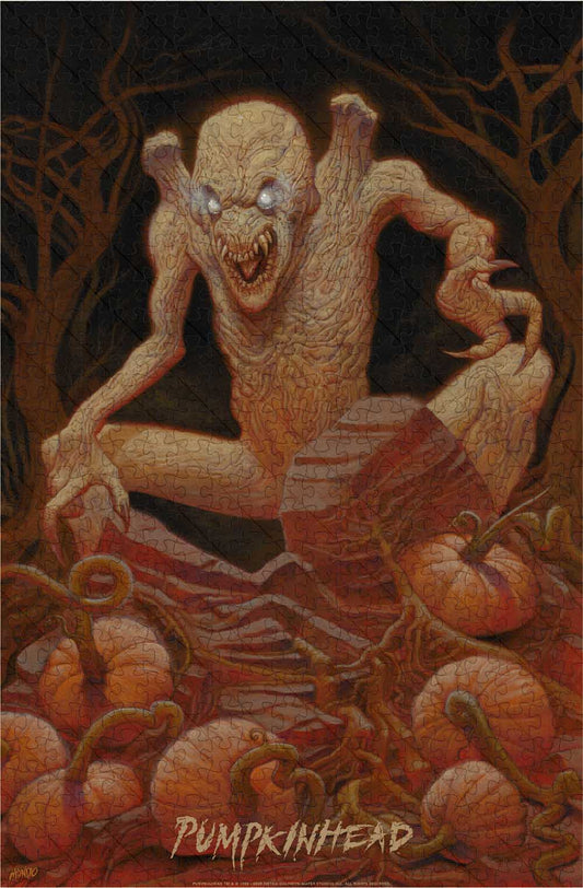 a jigsaw puzzle for : gicee poster by fine artist and painter Dos Diablos for the cult classic horror film PUMPKINHEAD (1988).