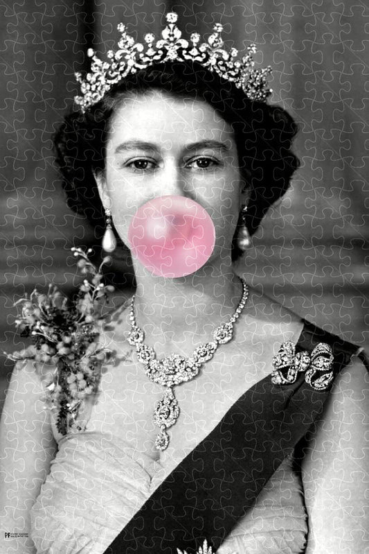 Queen Elizabeth II Blowing Bubble Gum Vintage Portrait Poster Puzzles  