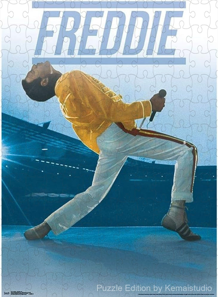 An electrifying live performance puzzle of Freddie Mercury, perfect for Queen fans and wall art