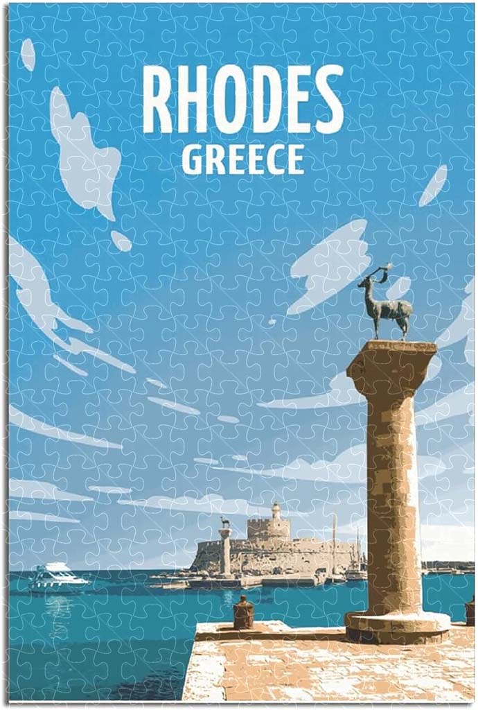 Rhodes Island, Greece, 1000-piece wooden puzzle featuring the ancient beauty and vibrant life of this Mediterranean paradise.