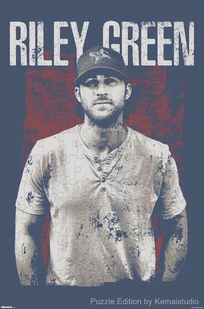 A rustic grunge-style puzzle of Riley Green, perfect for fans of country and Southern music