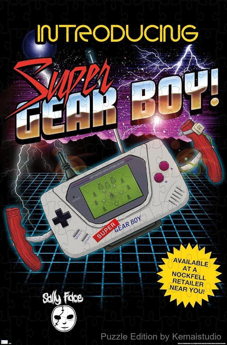 500-piece wooden jigsaw puzzle featuring Super Gear Boy from Sally Face.