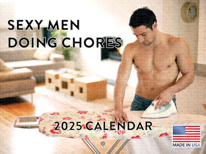 Sexy men doing chores 2025 calendar, American made jigsaw puzzle for adults