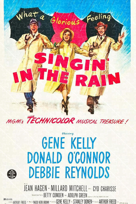 Singin' In The Rain 1952 retro movie poster, wooden puzzle for adults