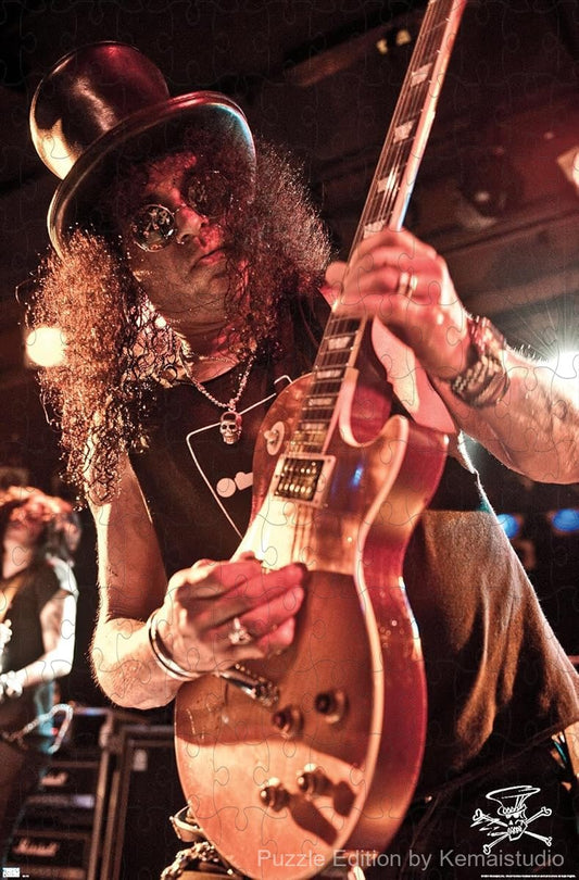 A powerful puzzle of Slash with his guitar, great for home decor or a gift for guitar lovers
