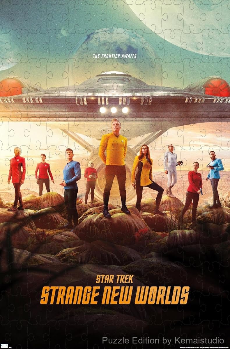 1000-piece wooden jigsaw puzzle featuring key art from Star Trek: Strange New Worlds.
