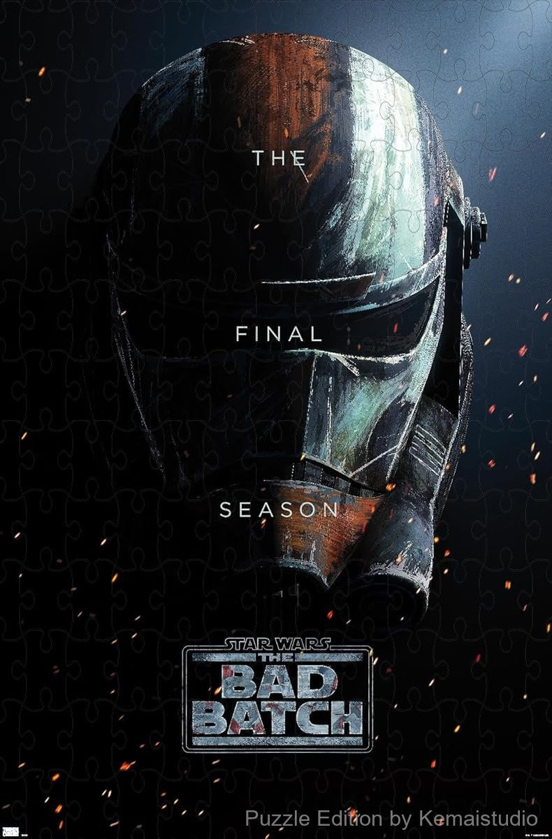 Star Wars' Bad Batch helmets in a dramatic scene from the final season