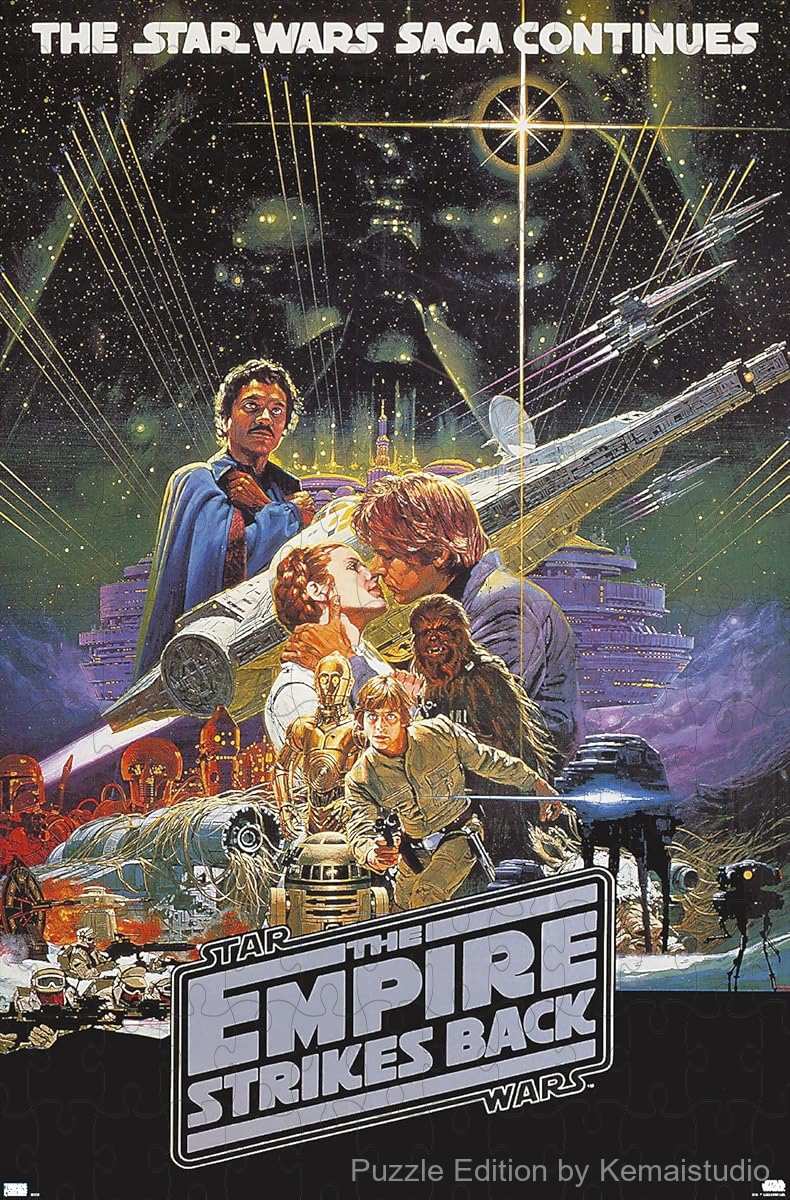 1000-piece wooden jigsaw puzzle featuring the kiss scene from The Empire Strikes Back.