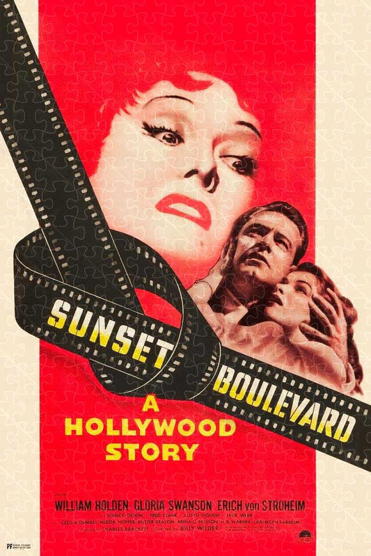 Sunset Boulevard 1950 retro movie poster puzzle, wooden puzzles for adults  