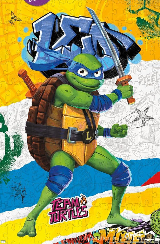Leonardo leads the charge in this epic action scene from TMNT: Mutant Mayhem